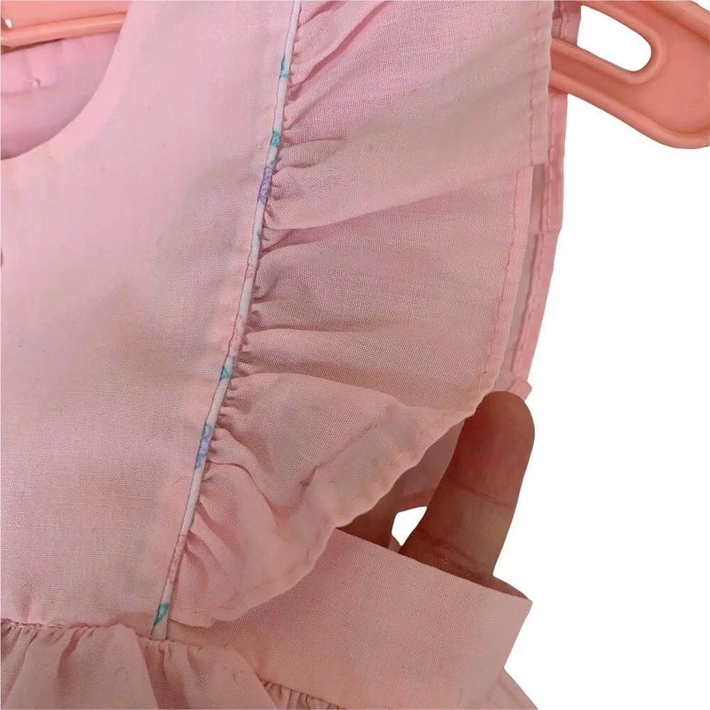 Vintage Pastel Butterfly Embroidered Flutter Sleeve Pinafore 6-9 Months